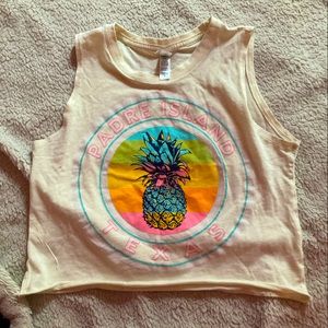 Gift shop tank top from Padre Island Texas tan and rainbow slightly used